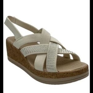 Beezs Elegant Cream Wedge Sandals